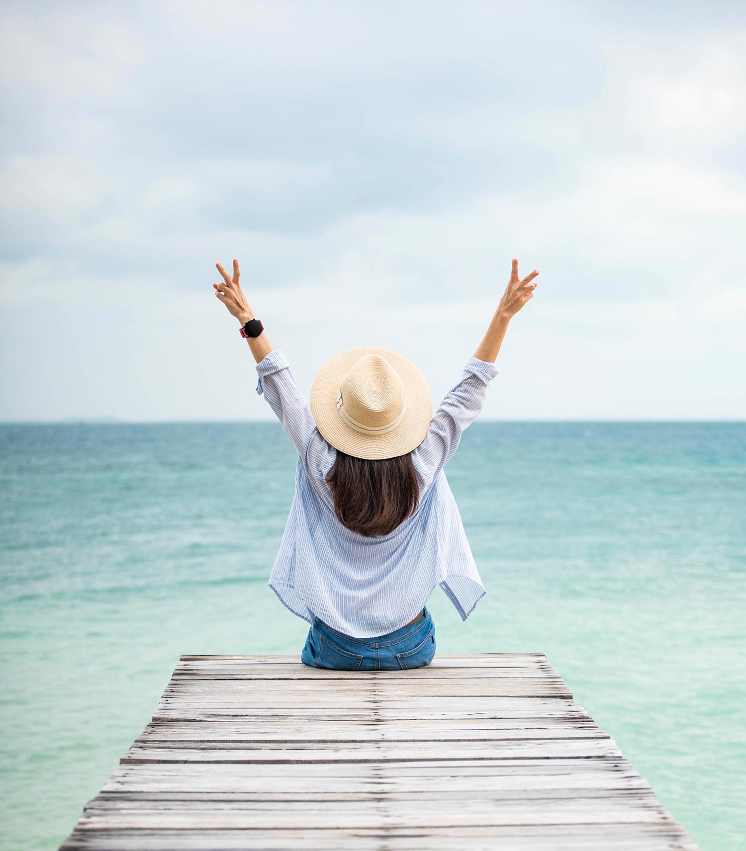 woman holiday wooden bridge woman holiday wooden bridge