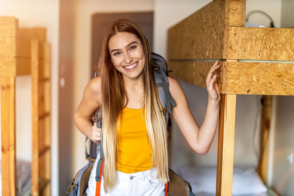 young woman in the hostel